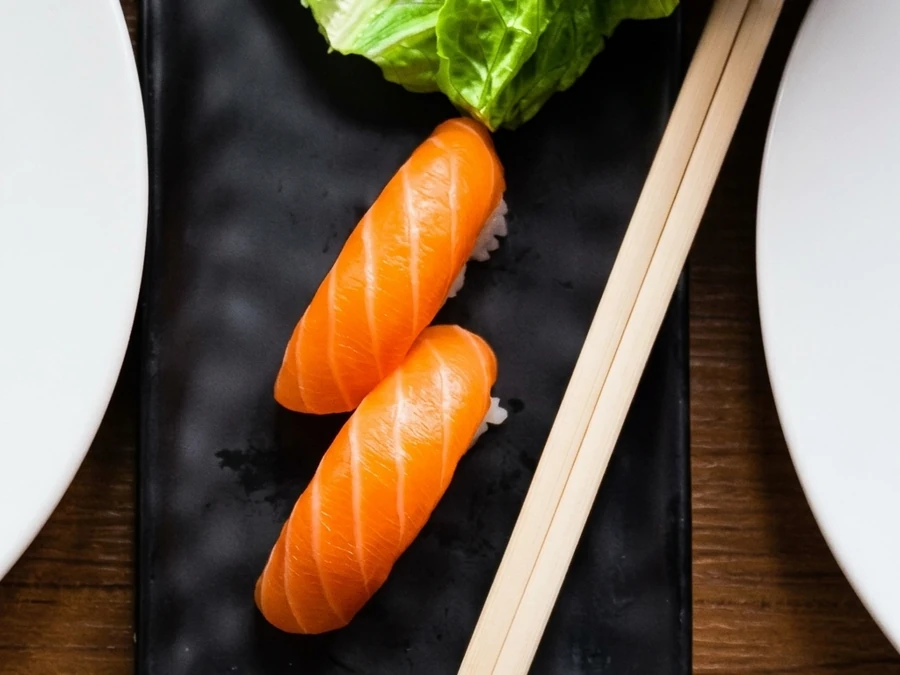 Nigiri sushi at A+ Buffet Sushi & Bar Calgary - hand-pressed nigiri with salmon and tuna